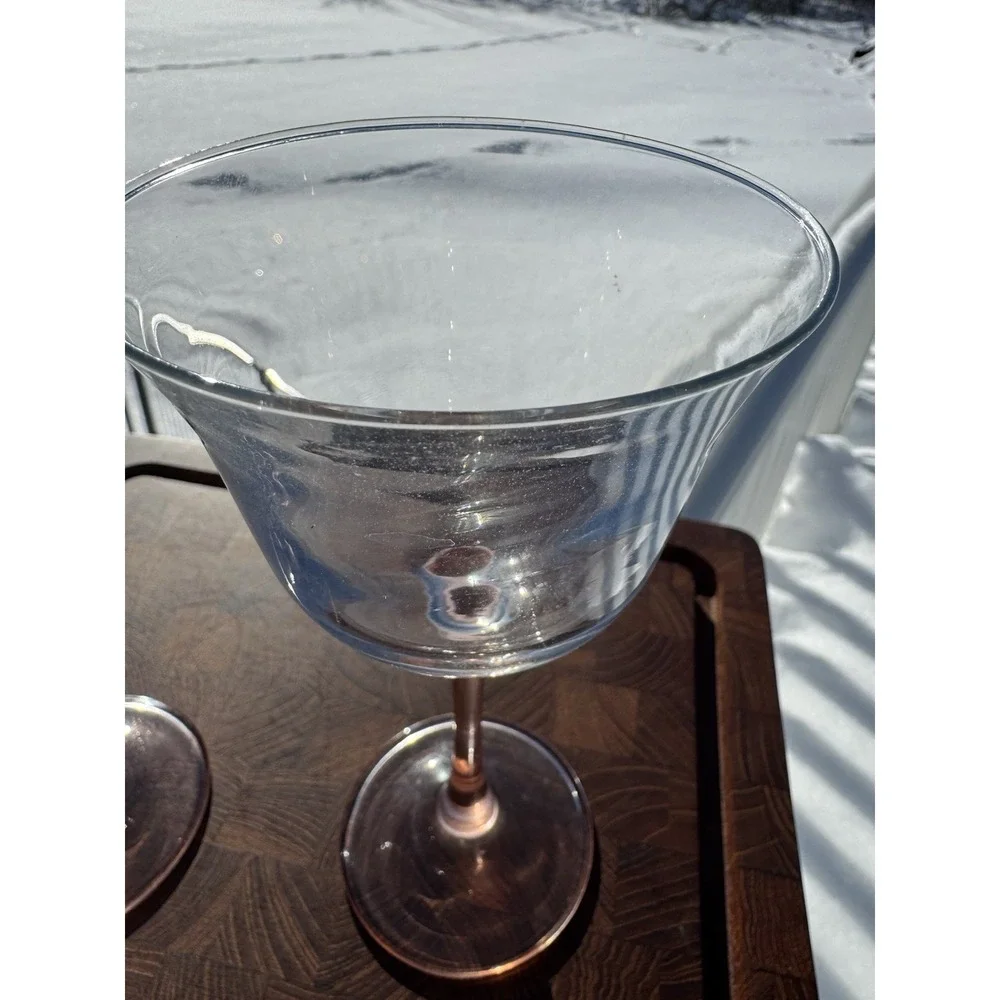 2 Cristal D'Arques Durand Luminarc AMERICANA Rose Pink Stem Clear Goblets TWO